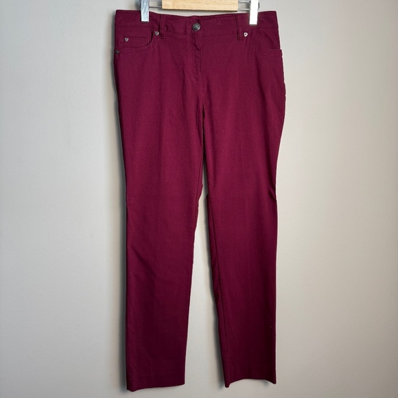 Zac & Rachel Women's Nylon Blend Jegging Pants Burgundy-Wine 8 Casual Stretch - Picture 1 of 14